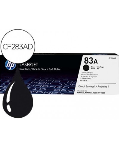 Toner hp laserjet pro 83a mfp m125 m127 m201 m225 negro pack de 2 unidades 1500 paginas