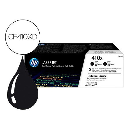 Toner hp laserjet pro 410x m452 m477 negro pack de 2 unidades 6500 paginas