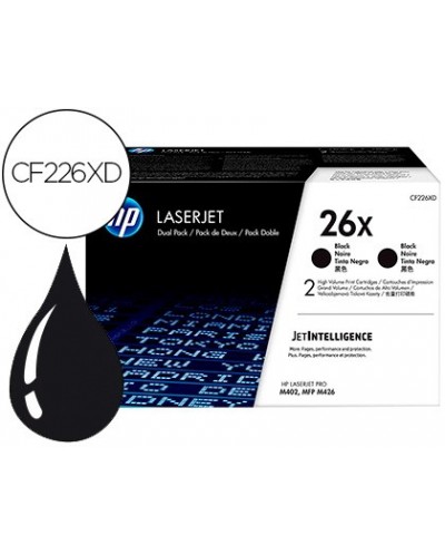 Toner hp laserjet pro 26x m402 mfp m426 negro pack de 2 unidades 9000 paginas