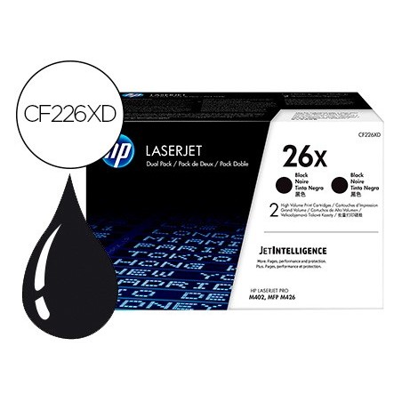 Toner hp laserjet pro 26x m402 mfp m426 negro pack de 2 unidades 9000 paginas