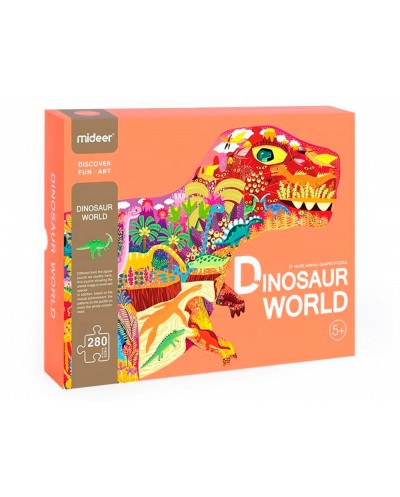 Puzle mideer mundo de dinosaurios con forma animal grande 280 piezas
