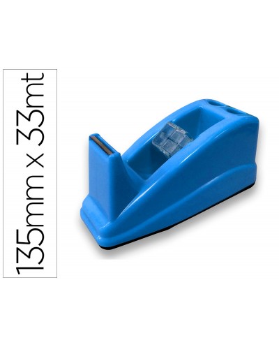 Portarrollo sobremesa q connect plastico para cinta de 33 mt color azul 135x58x60 mm