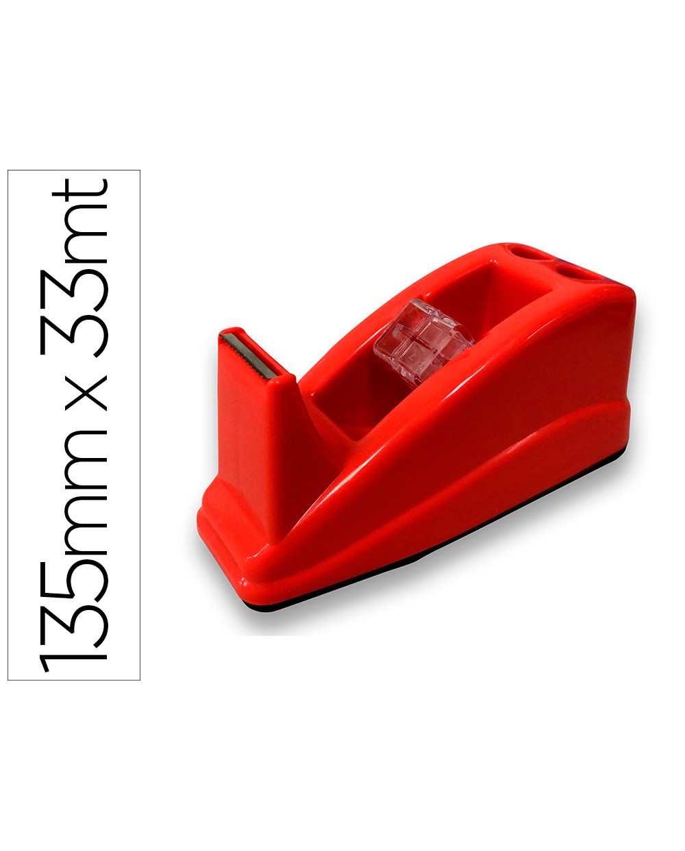Portarrollo sobremesa q connect plastico para cinta de 33 mt color rojo 135x58x60 mm