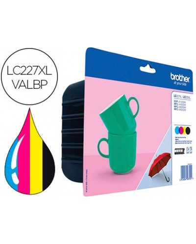 Ink jet brother lc 227xlvalbp dcp j4120dw mfc j4420dw j4620dw j4625dw pack 4 colores negro amarillo cian