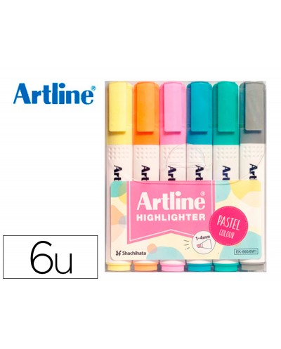 Rotulador artline fluorescente ek 660 colores pastel bolsa de 6 unidades colores surtidos