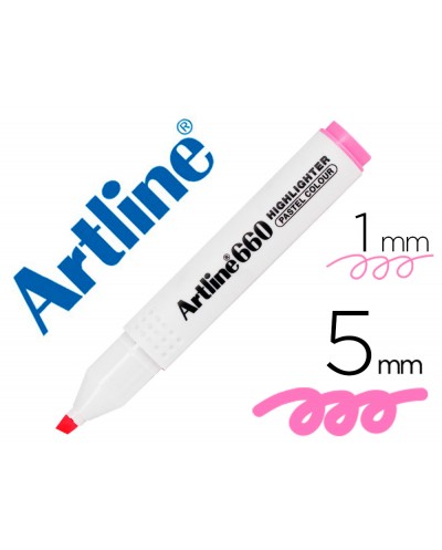 Rotulador artline fluorescente ek 660 rosa pastel punta biselada