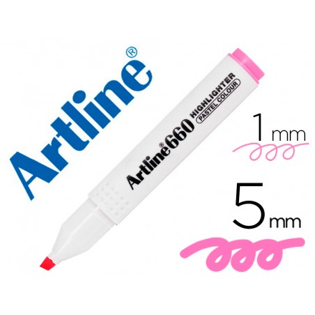 Rotulador artline fluorescente ek 660 rosa pastel punta biselada
