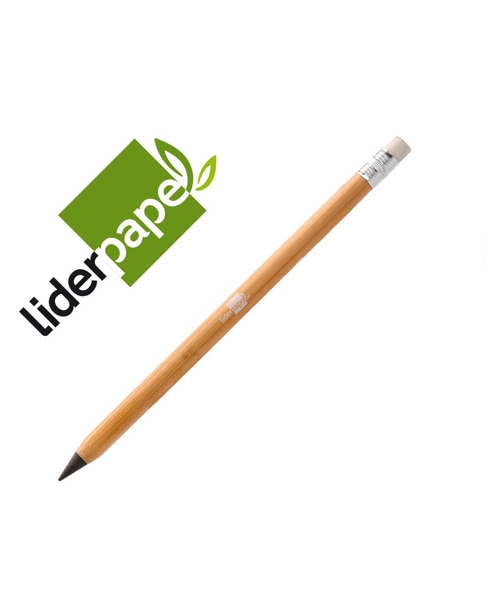 Lapiz de grafito con goma liderpapel everlasting redondo bambu ecologico gran durabilidad no necesita sacar