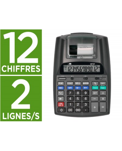 Calculadora liderpapel impresora pantalla papel 58 mm 12 digitos impresion bicolor negra 225x158x56 mm
