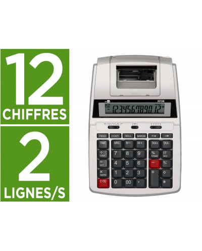 Calculadora liderpapel impresora pantalla papel 58 mm 12 digitos impresion bicolor blanca 235x155x62 mm