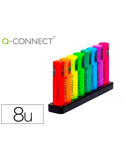 Rotulador q connect fluorescente neon punta biselada estuche de sobremesa 8 colores surtidos