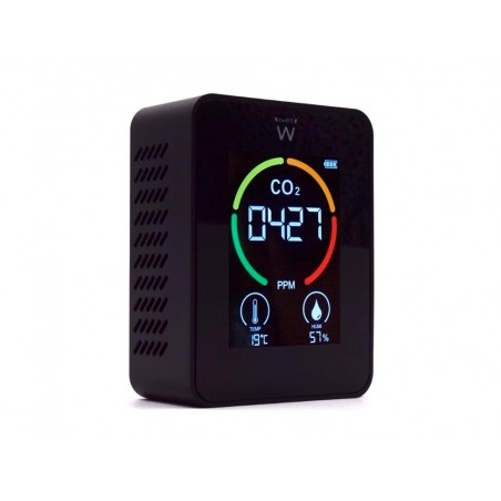 Medidor de co2 ewent pantalla led color detector calidad aire con indicador de temperatura y humedad usb c