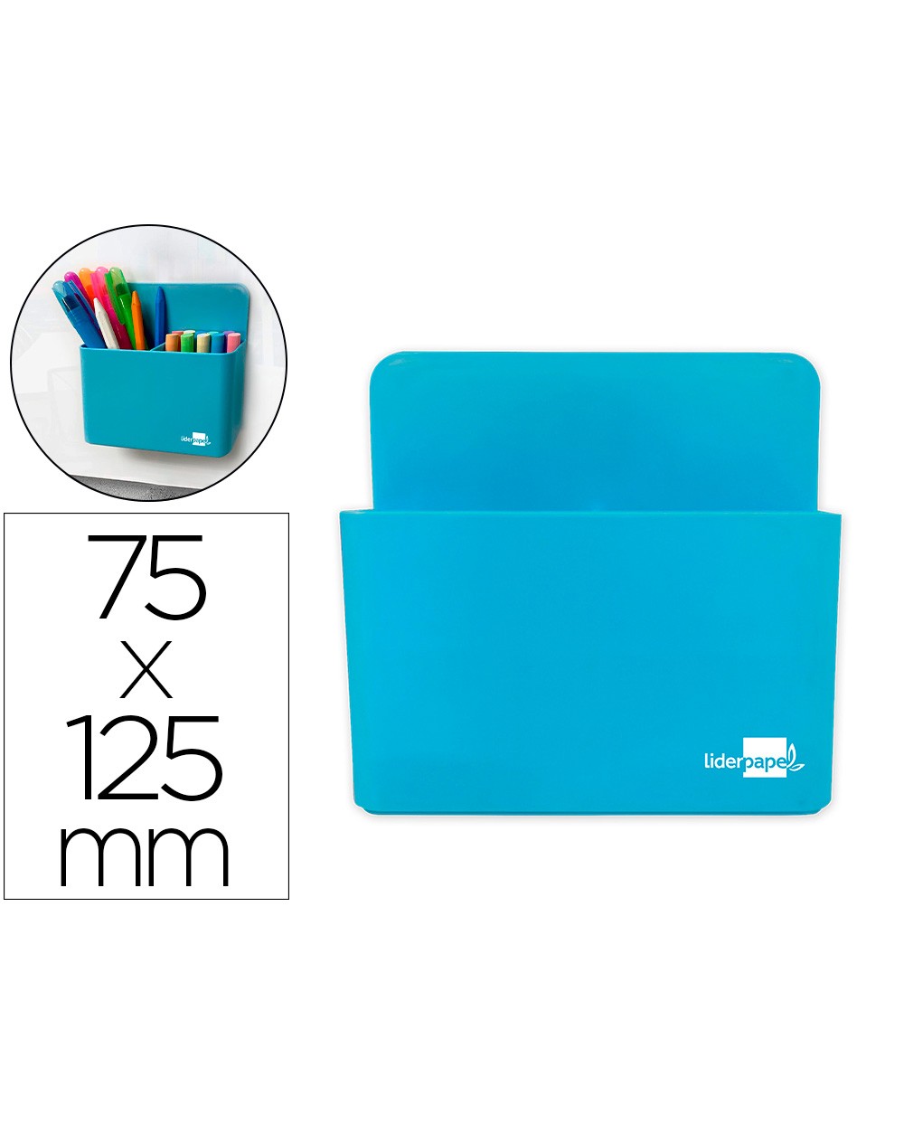 Cubilete portalapices liderpapel plastico magnetico color azul 125x75x40 mm