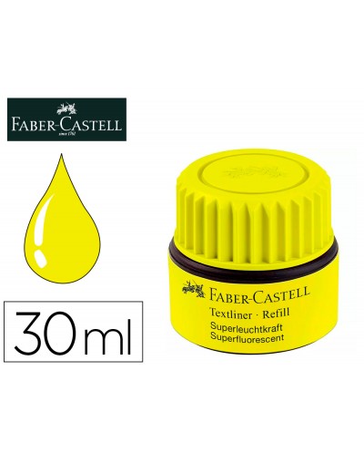Tinta rotulador faber castell textliner fluorescente 1549 con sistema capilar color amarillo frasco de 30 ml