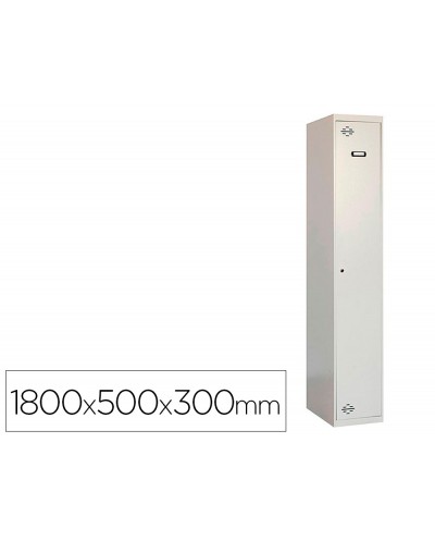 Taquilla metalica simonlocker 1 puerta con cerradura respiradero y etiquetero gris gris 1800x500x300 mm
