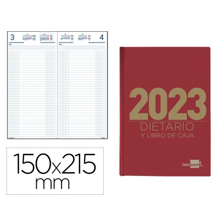 Dietario liderpapel 15x215 cm 2023 cuarto papel 70 gr color rojo
