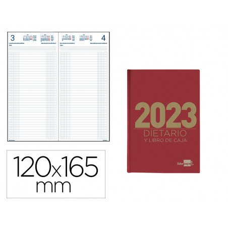 Dietario liderpapel 12x165 cm 2023 octavo papel 70 gr color rojo