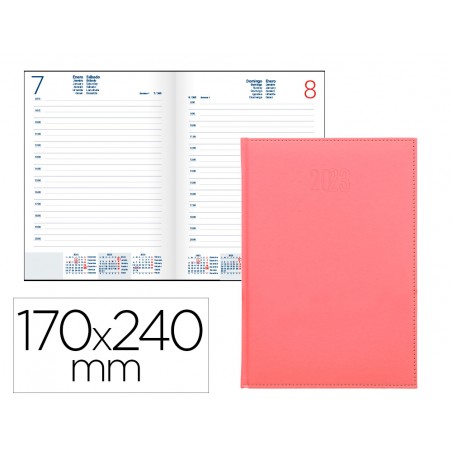 Agenda encuadernada liderpapel creta 17x24 cm 2023 dia pagina color rosa papel 70 gr