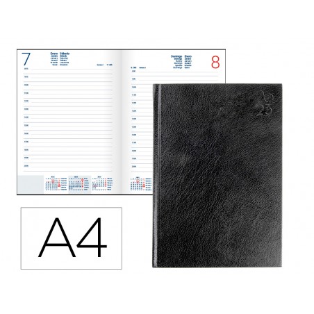 Agenda encuadernada liderpapel corfu a4 2023 dia pagina color negro papel 60 gr