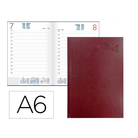 Agenda encuadernada liderpapel corfu a6 2023 dia pagina color rojo papel 60 gr