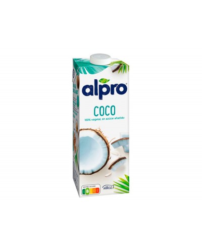 Bebida de coco con arroz alpro 100 vegetal sin azucar con calcio y vitaminas brik de 1 litro