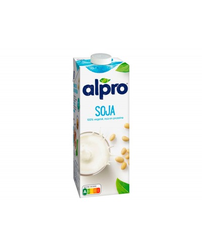 Bebida de soja alpro 100 vegetal rica en proteinas con calcio y vitaminas brik de 1 litro