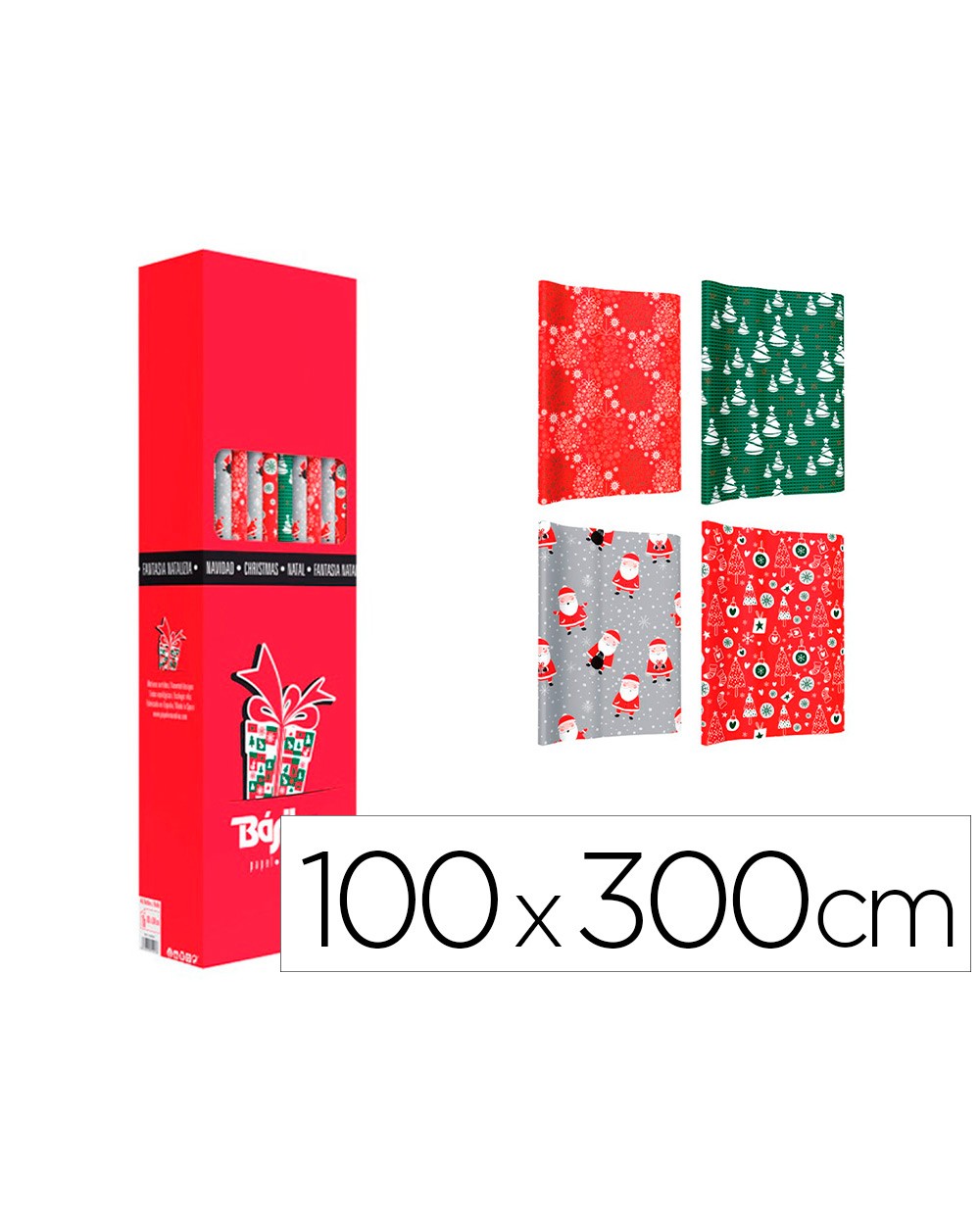 Papel de regalo basika navidad rollo de 100 x 300 cm modelos surtidos