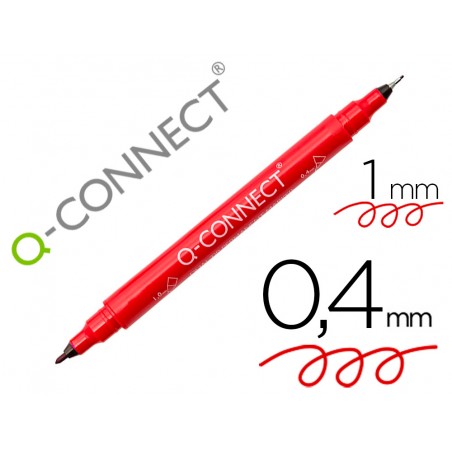 Rotulador q connect marcador permanente doble punta color rojo 04 mm y 1 mm