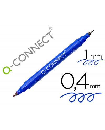 Rotulador q connect marcador permanente doble punta color azul 04 mm y 1 mm