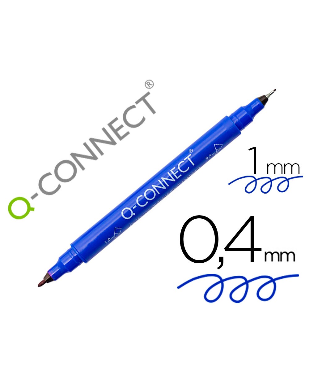 Rotulador q connect marcador permanente doble punta color azul 04 mm y 1 mm