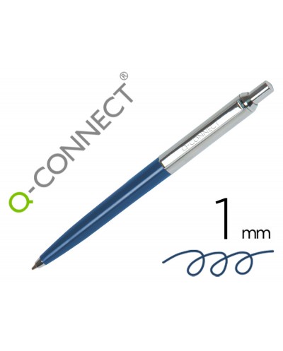 Boligrafo q connect premium metalico retractil con clip color azul punta 1 mm