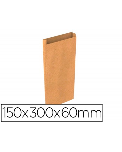Sobre papel basika kraft natural liso con fuelle s 150x300x60 mm paquete de 25 unidades