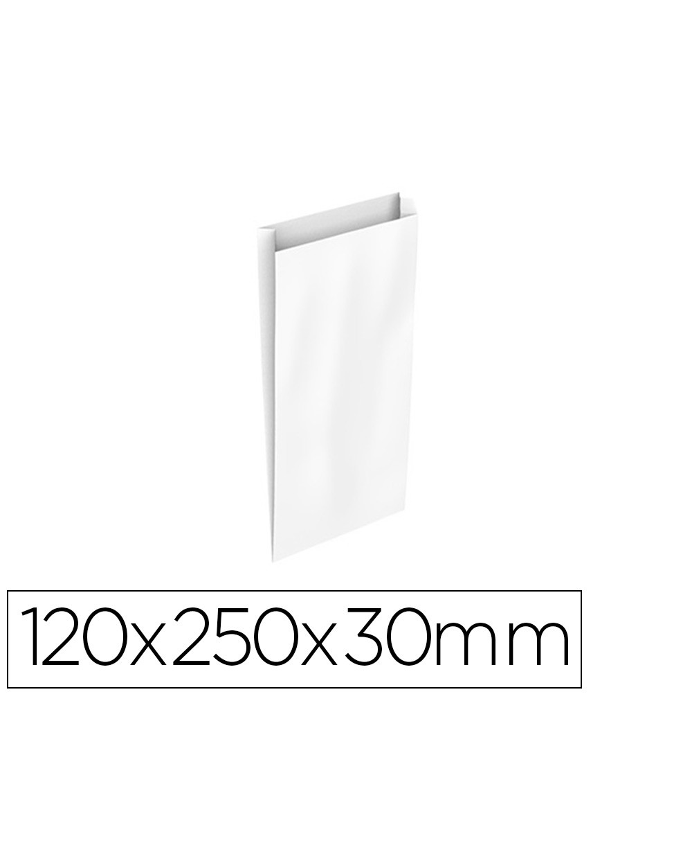 Sobre papel basika celulosa blanco con fuelle xs 120x250x30 mm paquete de 25 unidades