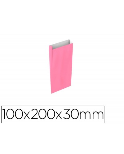 Sobre papel basika celulosa rosa con fuelle xxs 100x200x30 mm paquete de 25 unidades