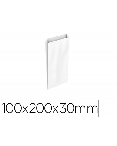 Sobre papel basika celulosa blanco con fuelle xxs 100x200x30 mm paquete de 25 unidades