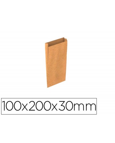 Sobre papel basika kraft natural liso con fuelle xxs 100x200x30 mm paquete de 25 unidades