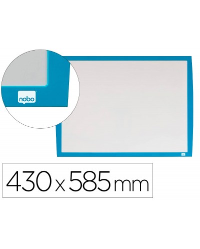 Pizarra blanca nobo magnetica marco azul 430x585 mm