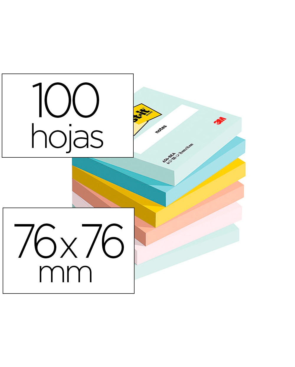 Bloc de notas adhesivas quita y pon beachside 100 pefc 76x76 mm 100 hojas pack de 6 unidades