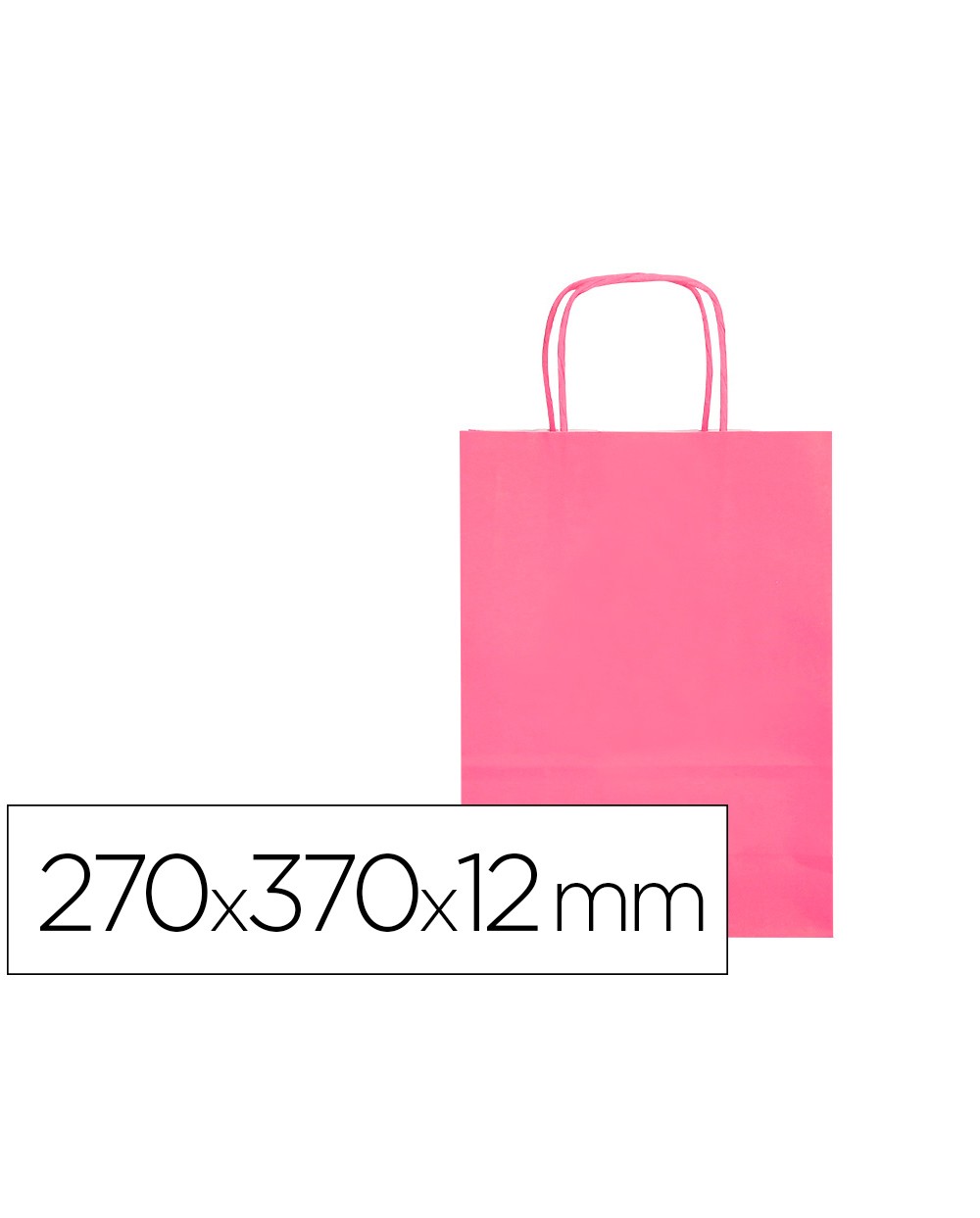 Bolsa papel q connect celulosa rosa m con asa retorcida 270x370x12 mm