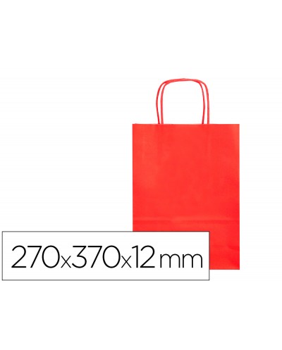 Bolsa papel q connect celulosa rojo m con asa retorcida 270x370x12 mm