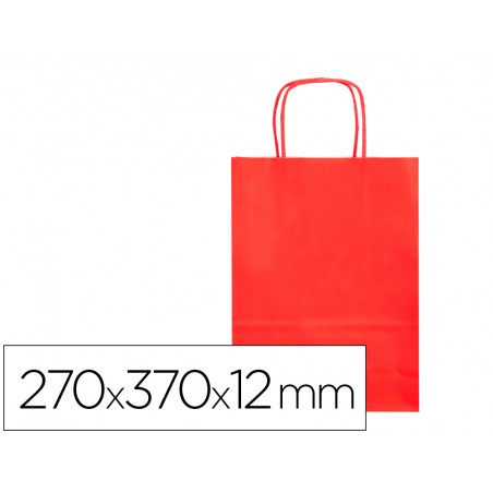 Bolsa papel q connect celulosa rojo m con asa retorcida 270x370x12 mm