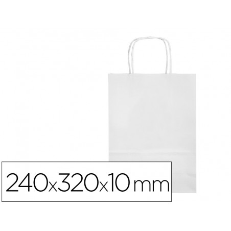 Bolsa papel q connect celulosa blanco s con asa retorcida 240x320x10 mm