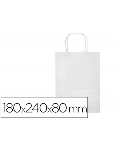 Bolsa papel q connect celulosa blanco xs con asa retorcida 180x240x80 mm