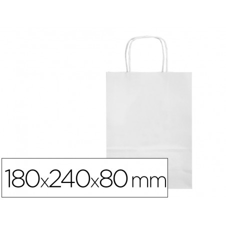 Bolsa papel q connect celulosa blanco xs con asa retorcida 180x240x80 mm