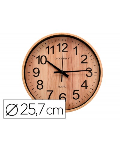 Reloj q connect de pared de plastico redondo 257 cm movimiento silencioso color madera natural