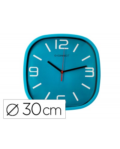 Reloj q connect de pared de plastico redondo 30 cm movimiento silencioso color azul