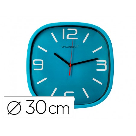 Reloj q connect de pared de plastico redondo 30 cm movimiento silencioso color azul