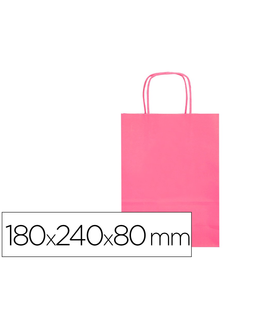 Bolsa papel q connect celulosa rosa xs con asa retorcida 180x240x80 mm