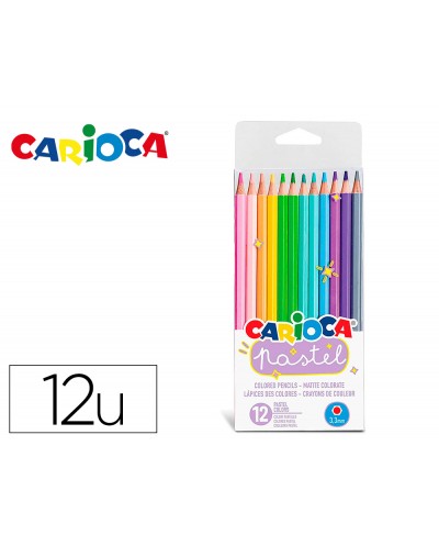 Lapices de colores carioca bi color pastel triangular mina 33 mm blister de 12 unidades colores surtidos