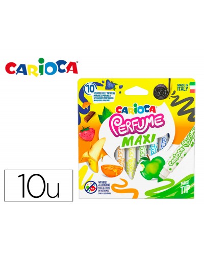 Rotulador carioca perfumado punta maxi lavable caja de 10 unidades colores surtidos